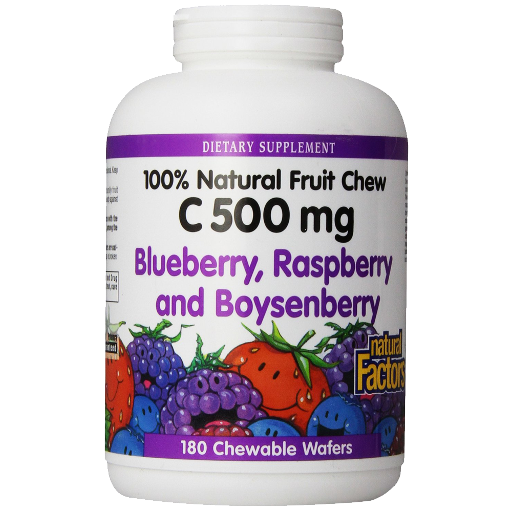 Natural Factors Vitamin C Blueberry Raspberry Boysenberry Chewables