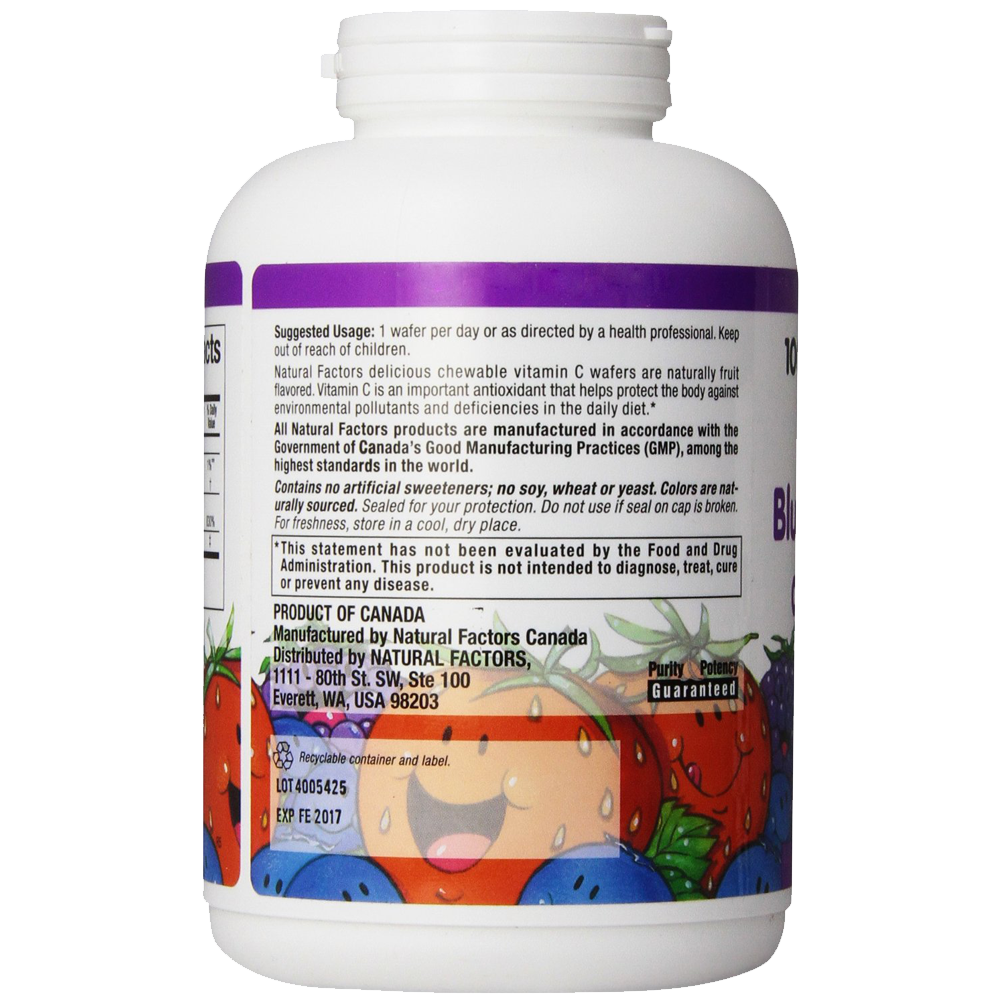 Natural Factors Vitamin C Blueberry Raspberry Boysenberry Chewables